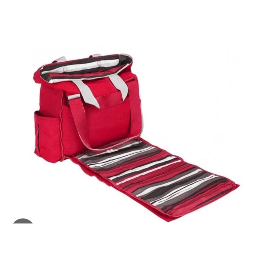 Maclaren Red Field Bag Diaper Tote with Pockets, Pad & Adjustable Strap NEW